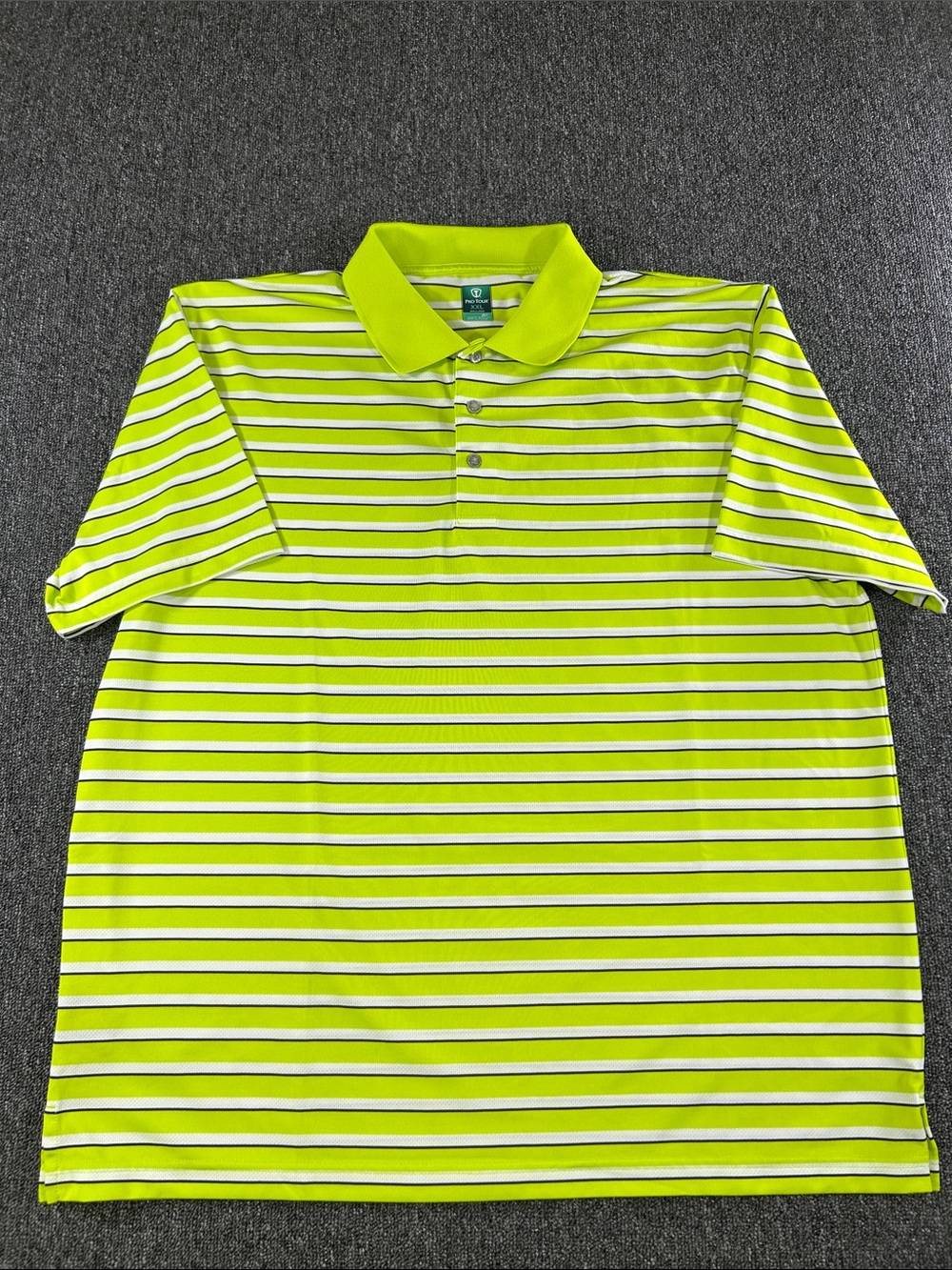 Pro Tour Airplay Golf Polo Shirt XXL Neon Yellow Striped Performance
